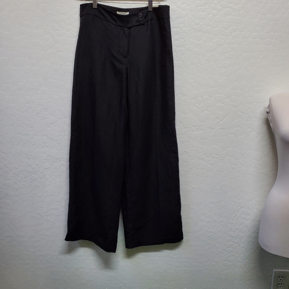 NWT Ann Taylor LOFT Black Linen Pants Wide Leg Lin - Picture 8 of 8